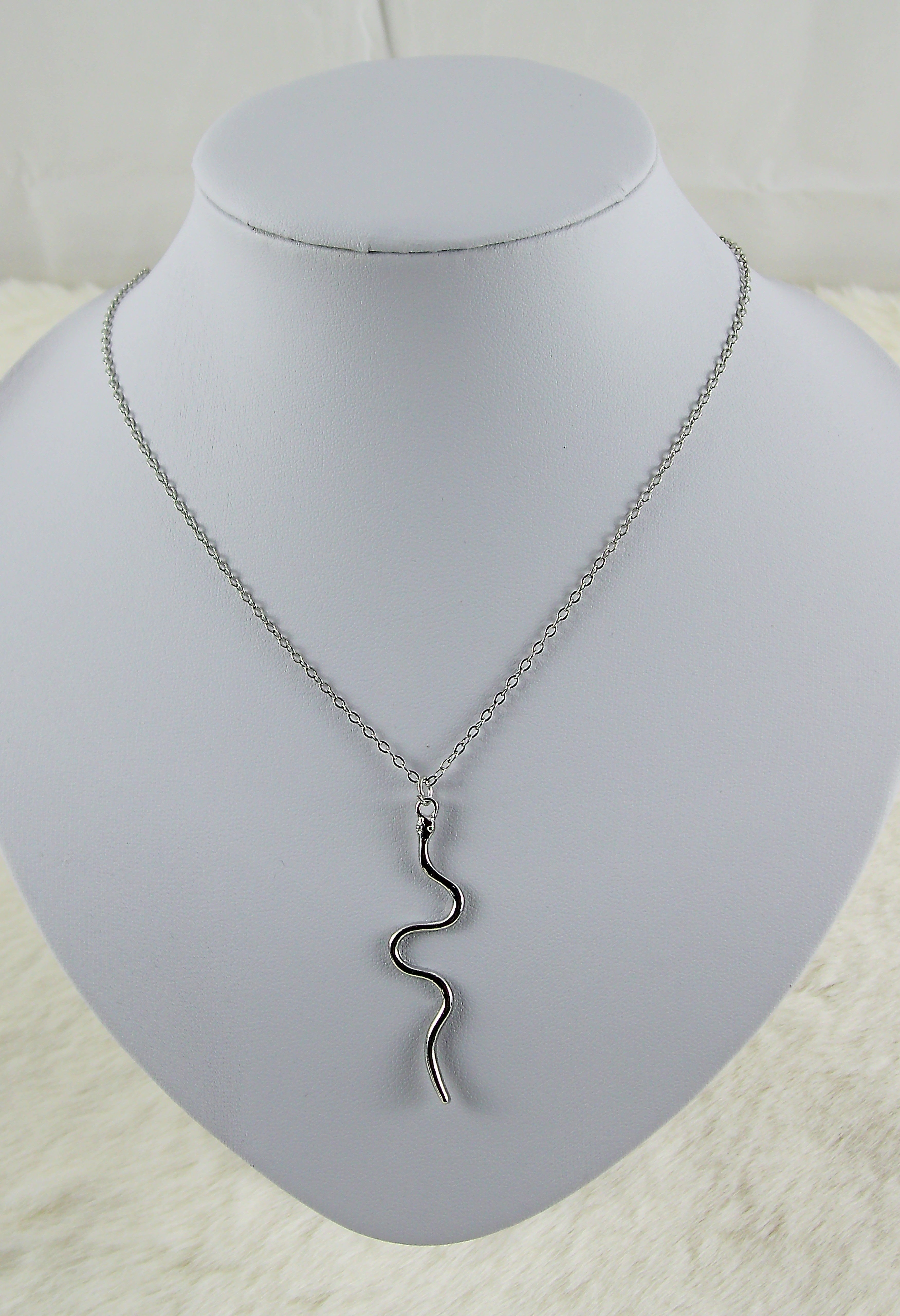 Zilveren ketting met slangen hanger