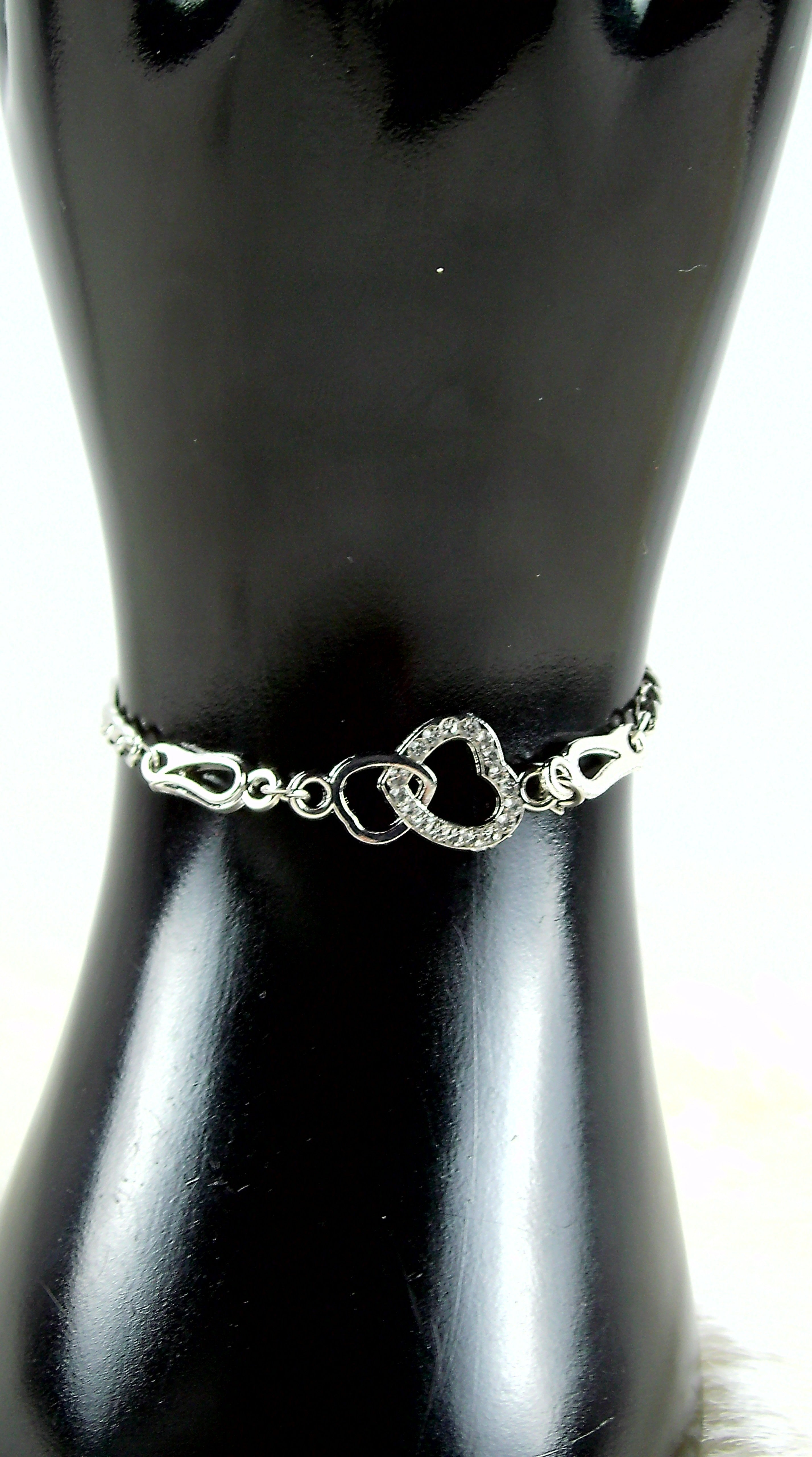 Zilveren hartjes armband dubbel