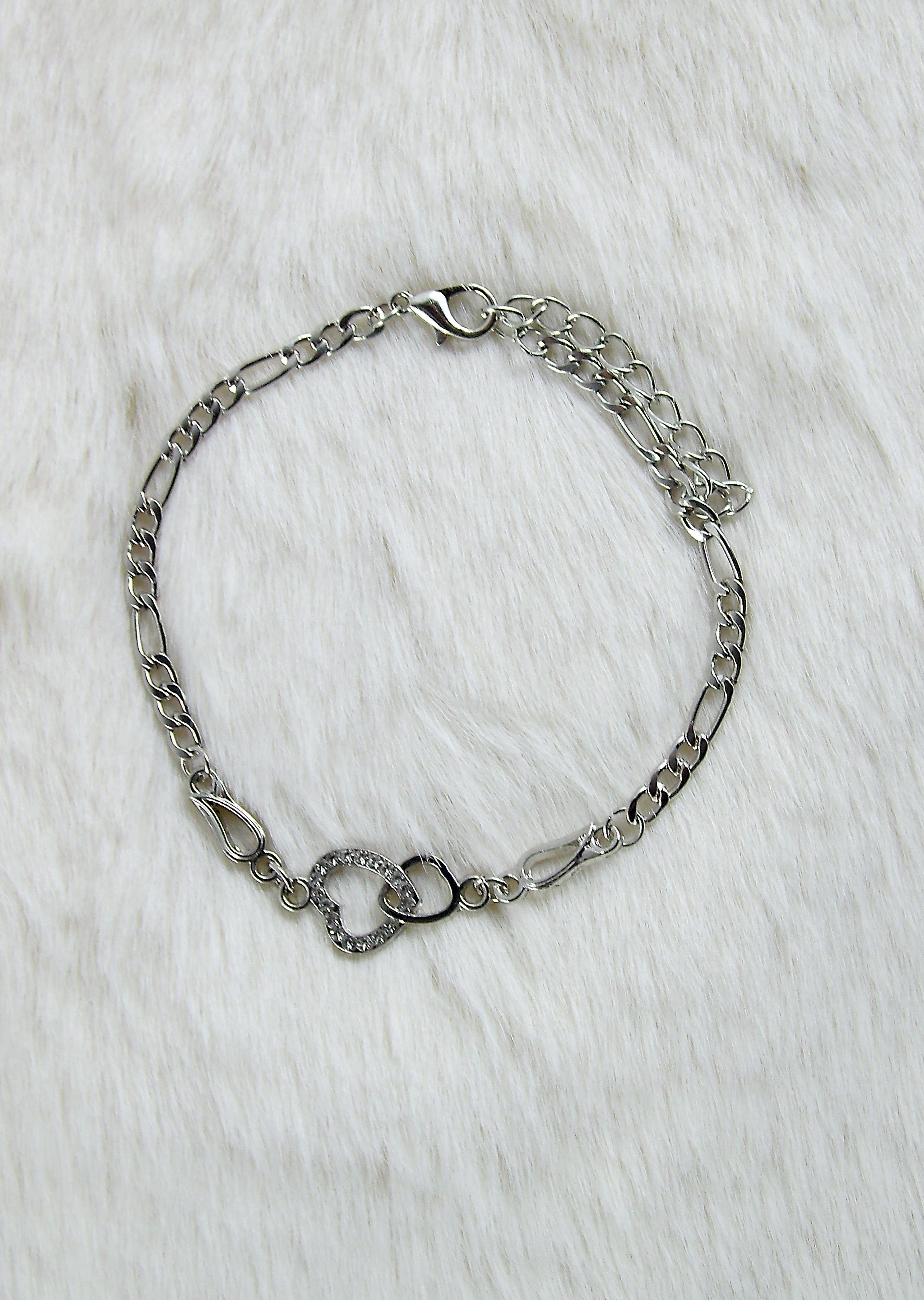 Zilveren hartjes armband dubbel