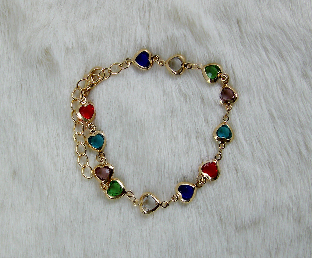 Gouden multicolor armband met hartje