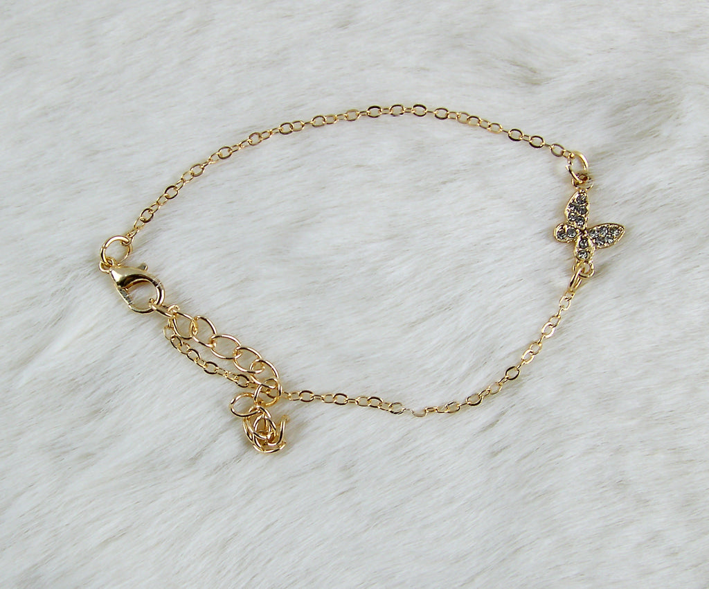 Goud diamanten kleine vlinder armband