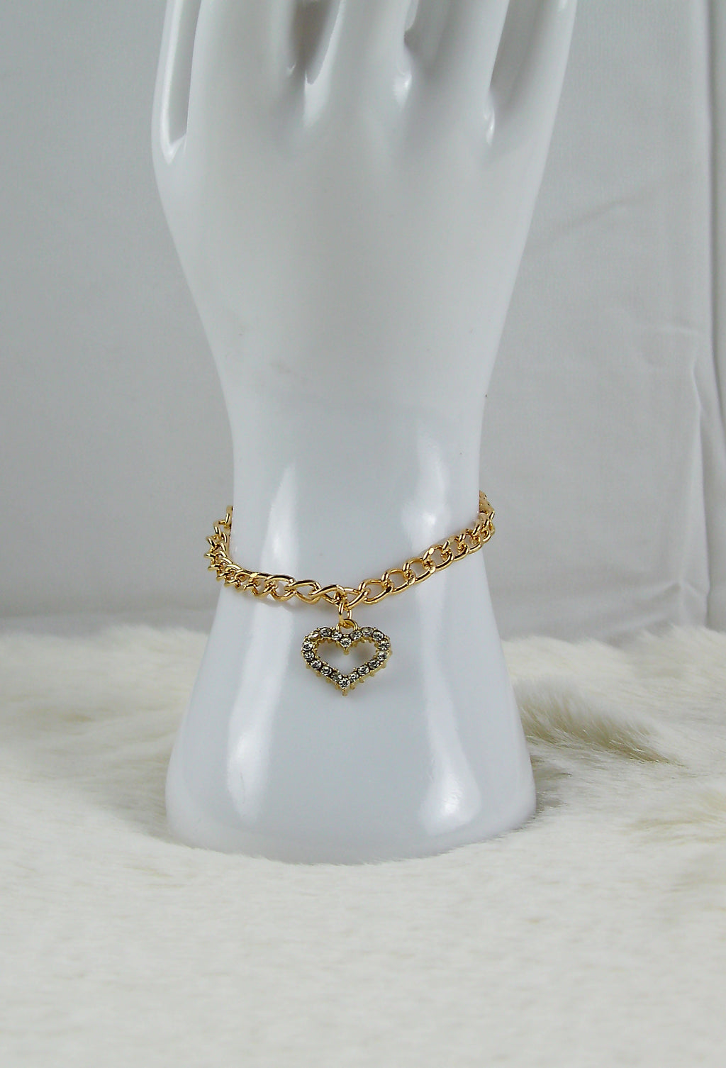 Hartjes goud zilveren diamantjes armband