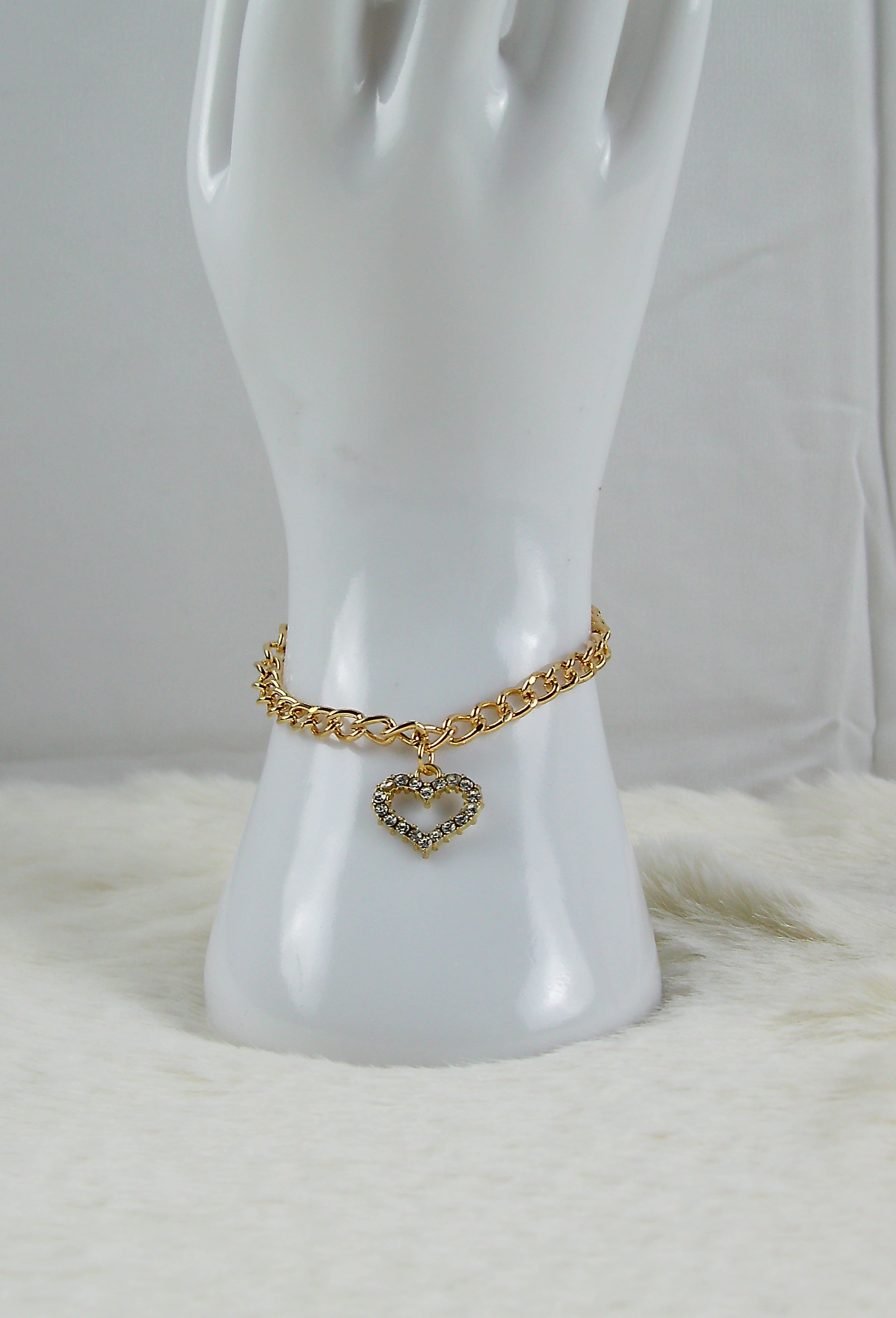 Hartjes goud zilveren diamantjes armband