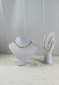 2 delig donkere kleuren hartjes set armband en ketting