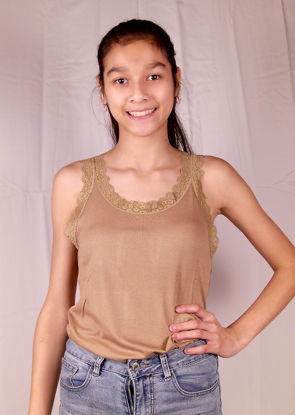 Rib Top met Kant – Camel