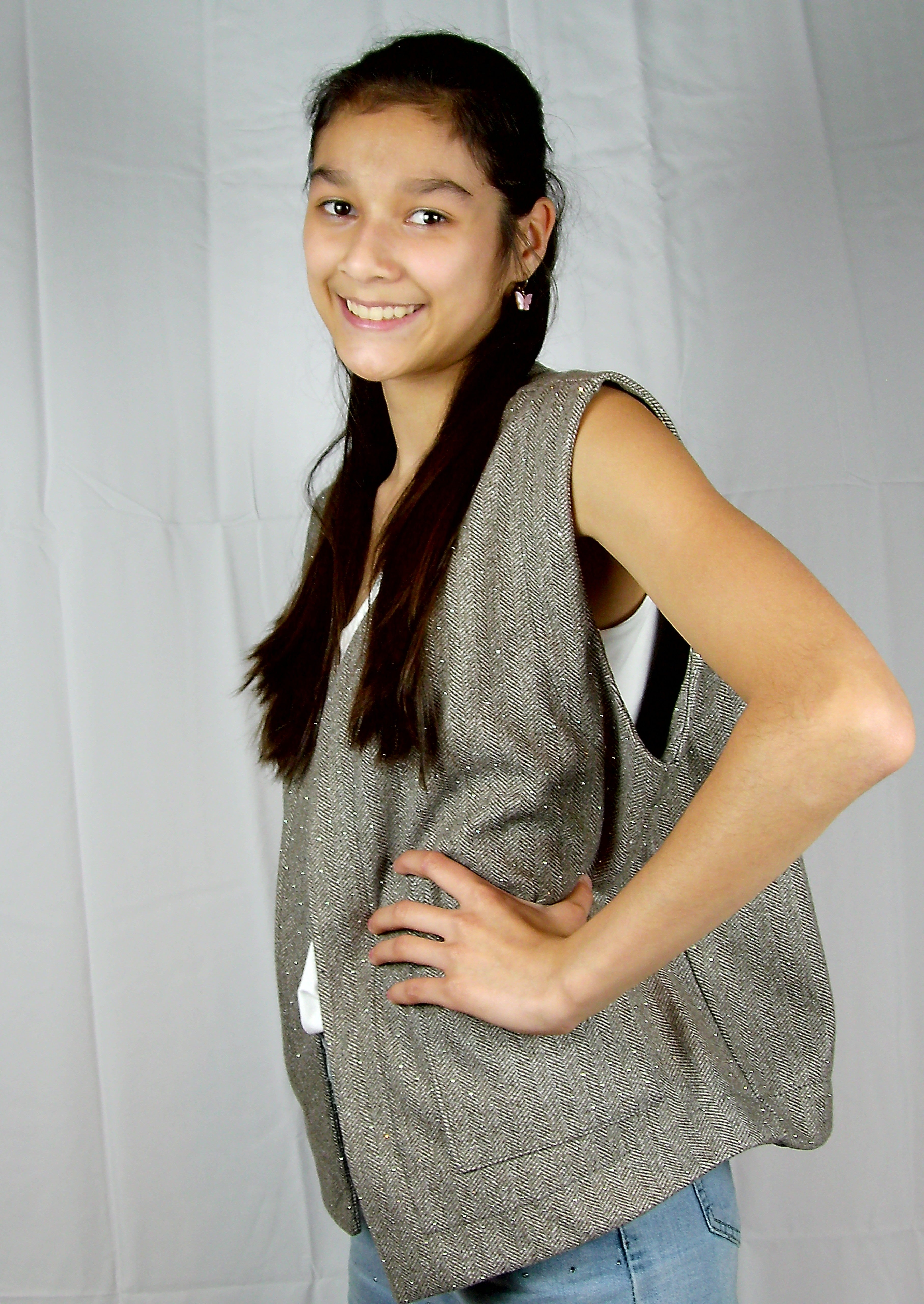 Gilet met Subtiele Glitter – Bruin