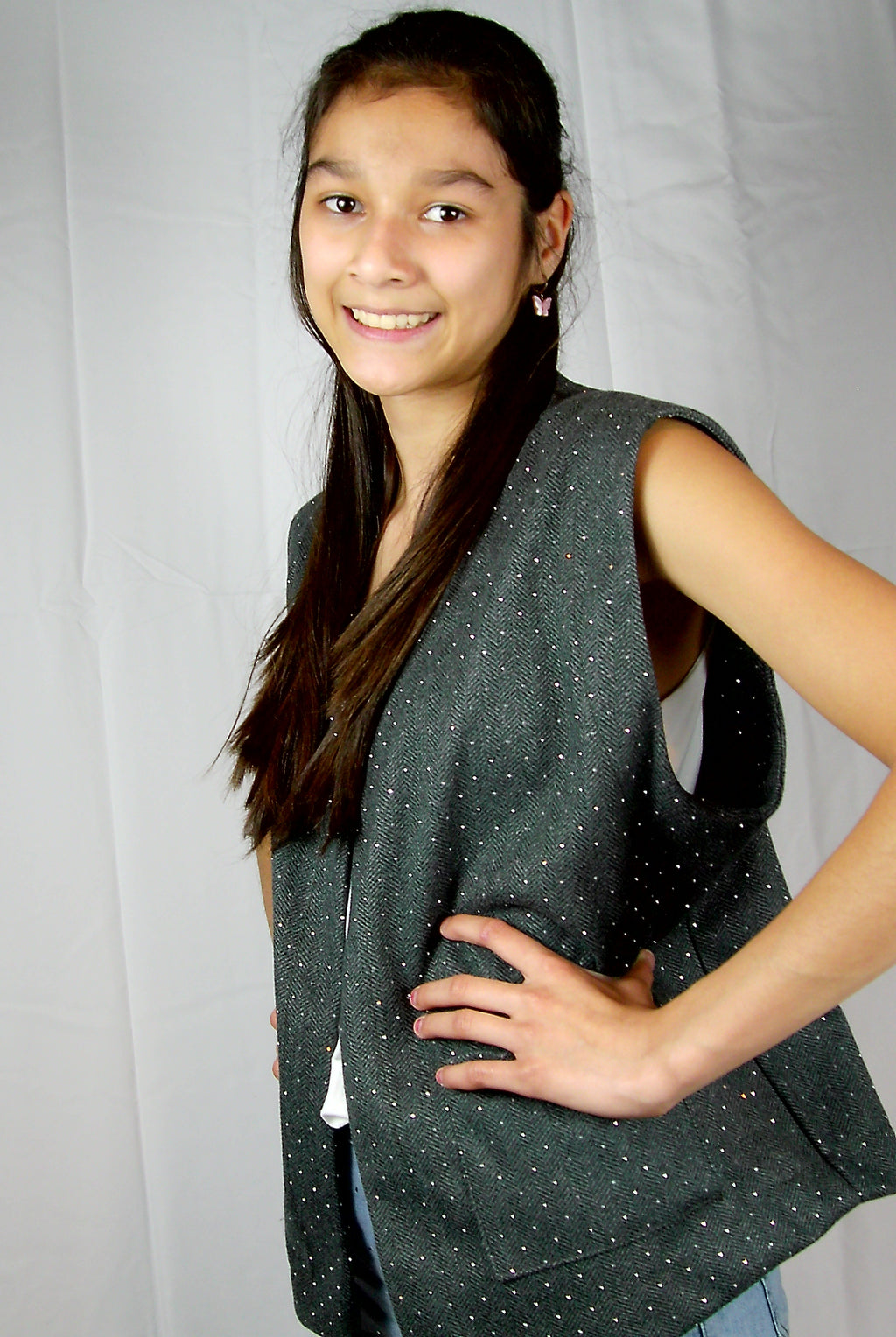 Gilet met Subtiele Glitter – Zwart