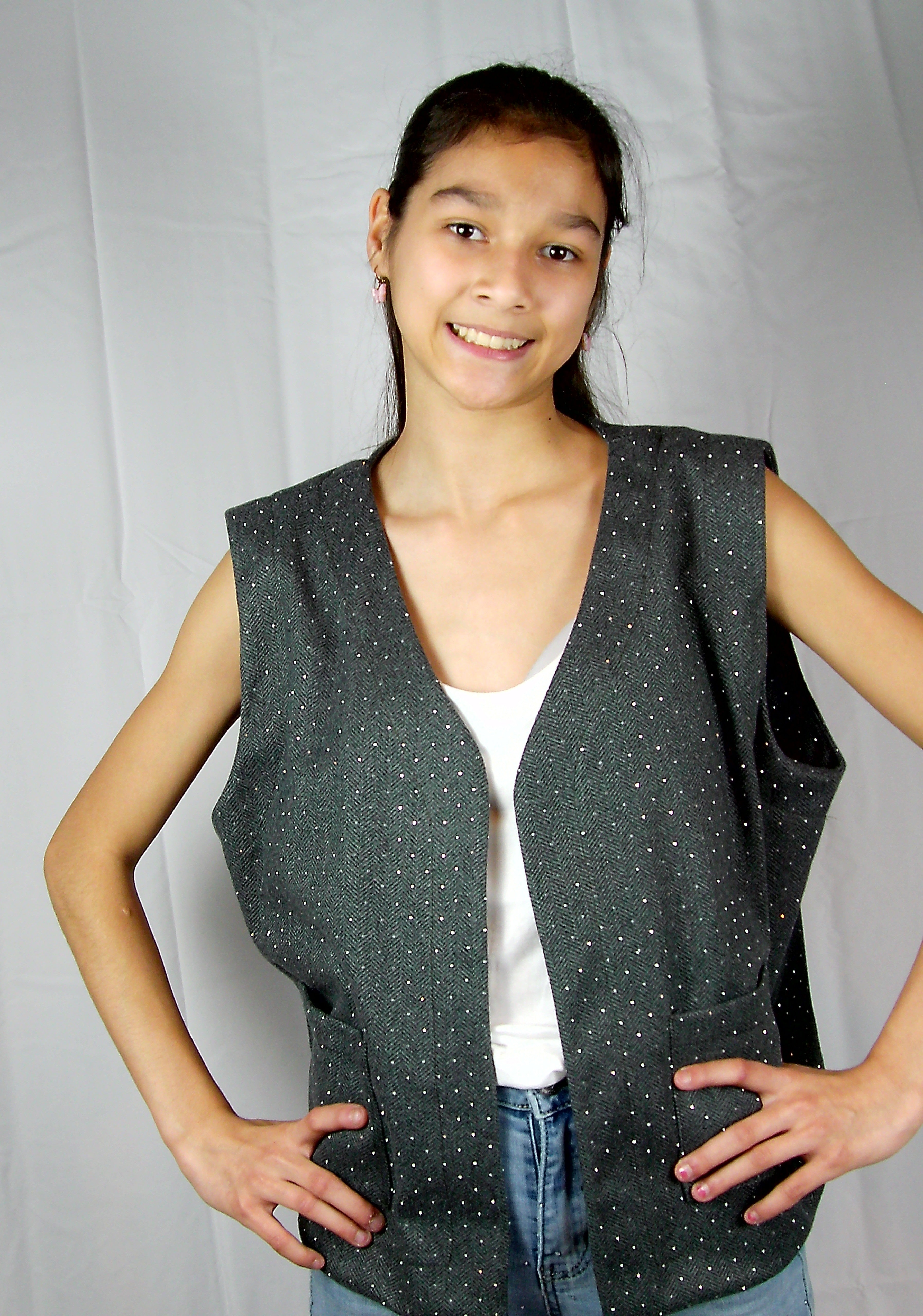 Gilet met Subtiele Glitter – Zwart