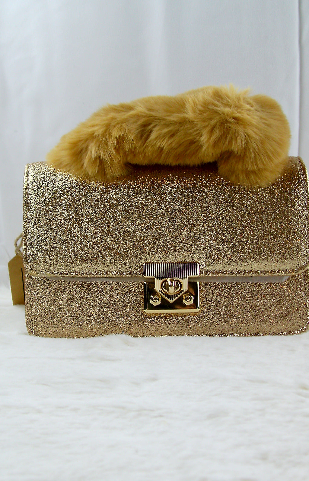 Glamour Clutch met Faux Fur Detail – Goud