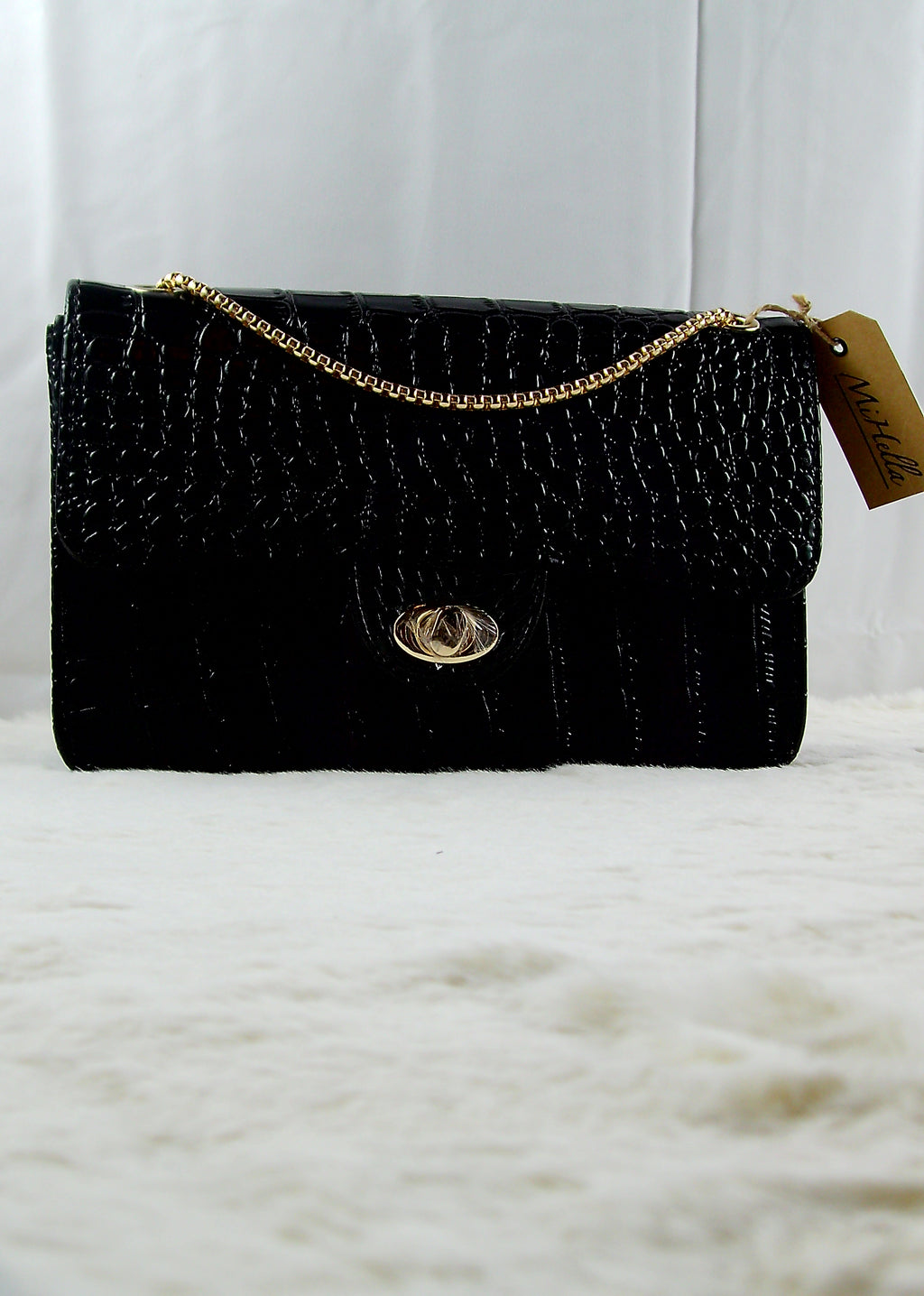 Croco Chain Bag – Zwart