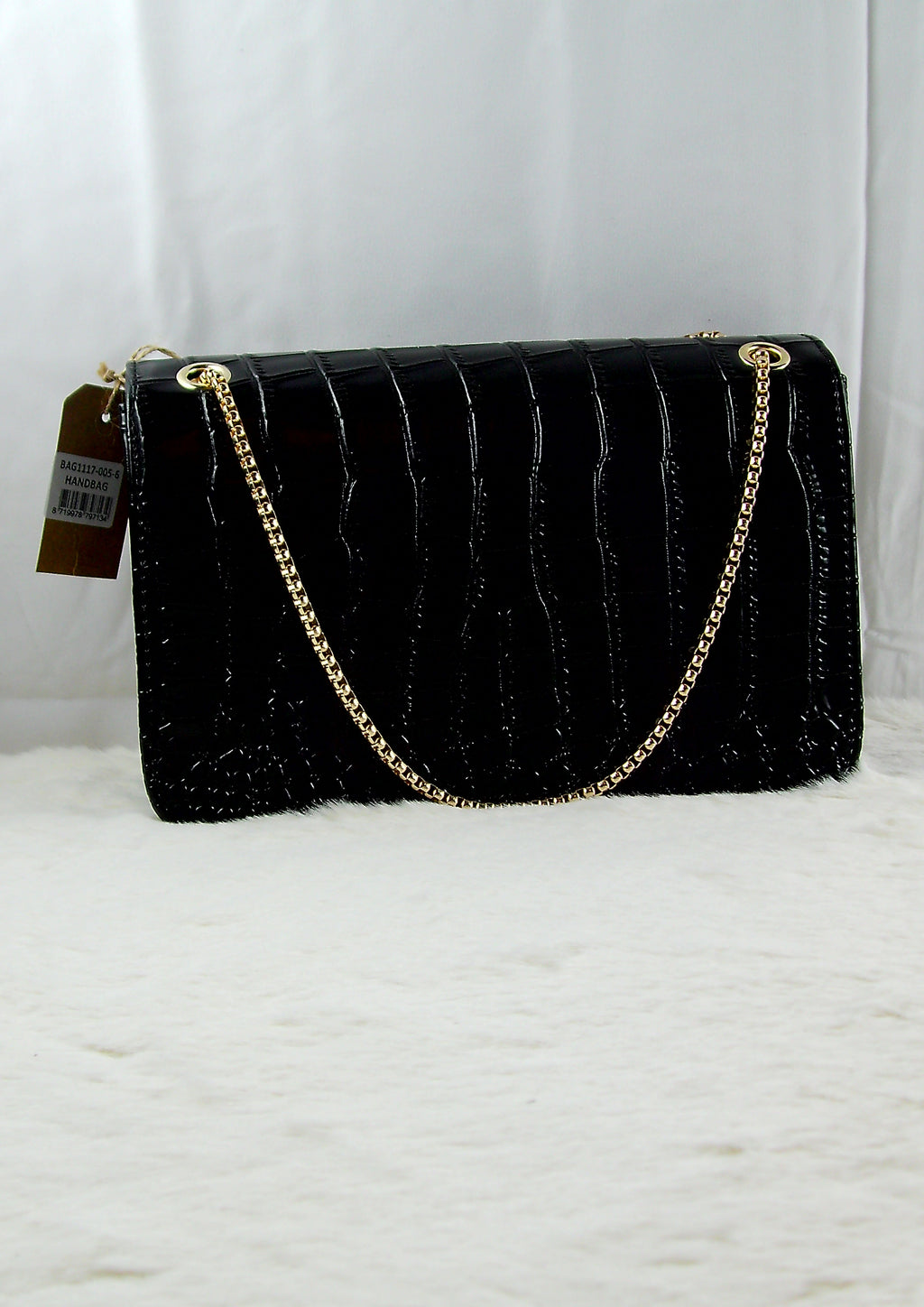 Croco Chain Bag – Zwart