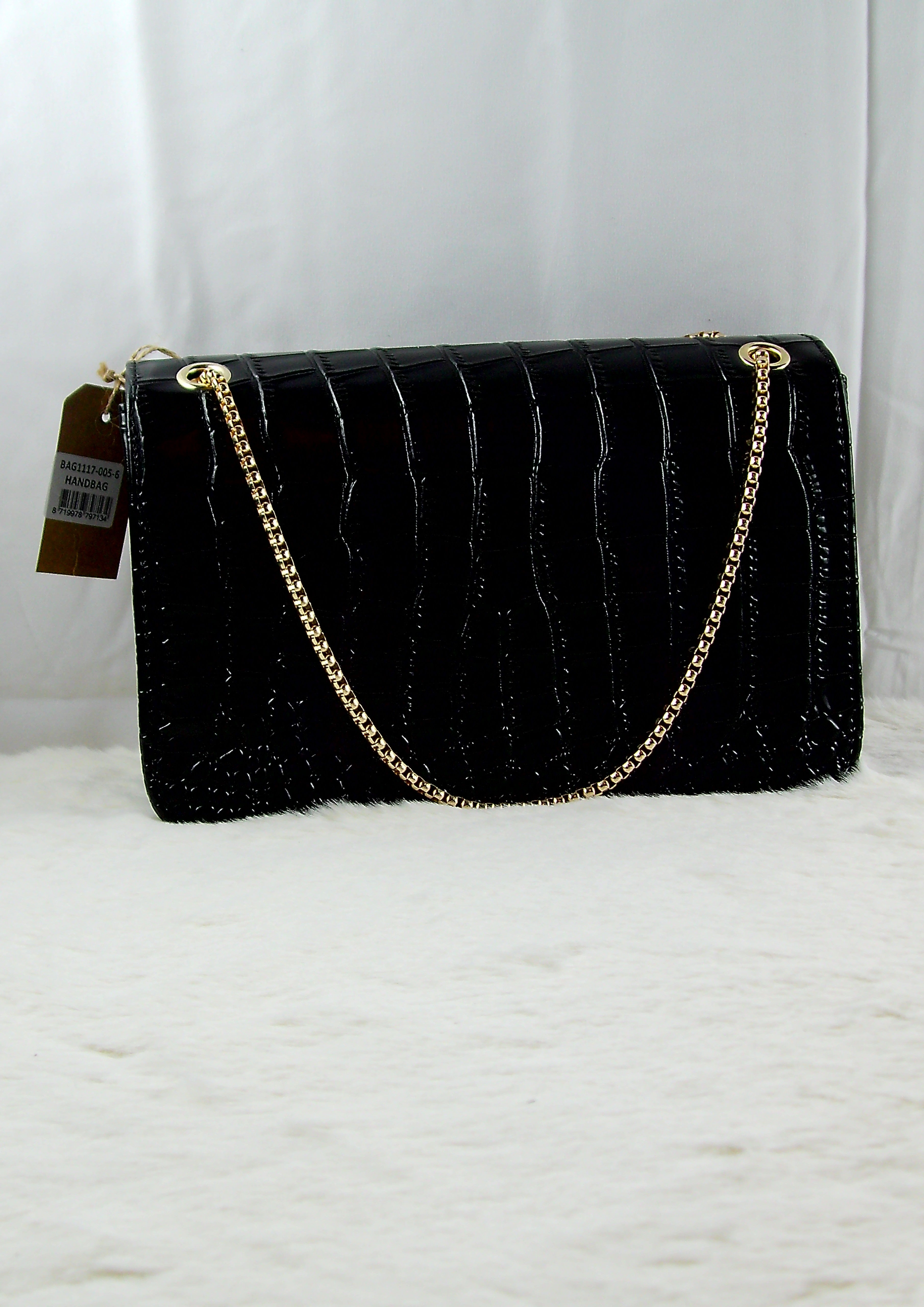 Croco Chain Bag – Zwart