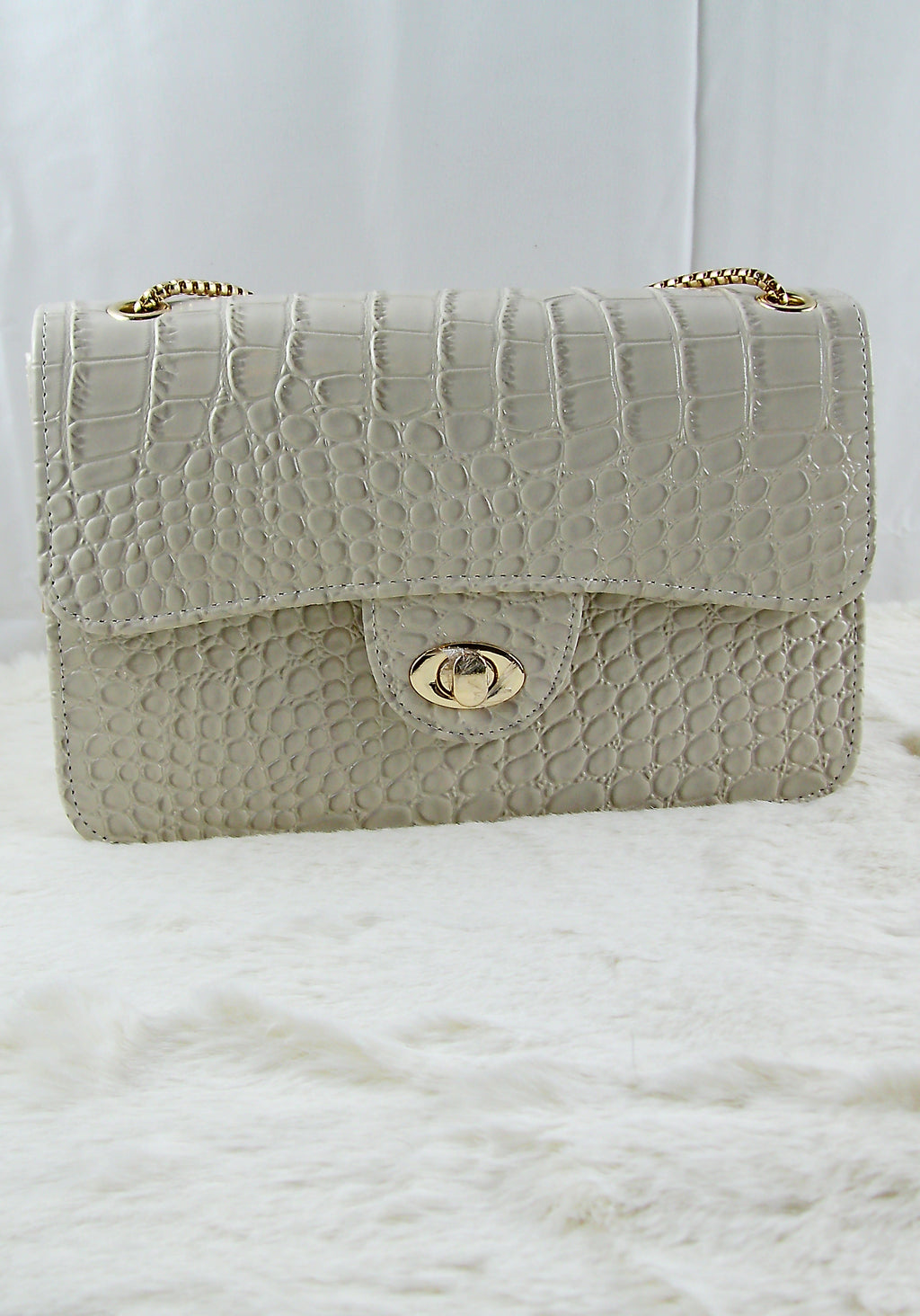 Croco Chain Bag – Beige