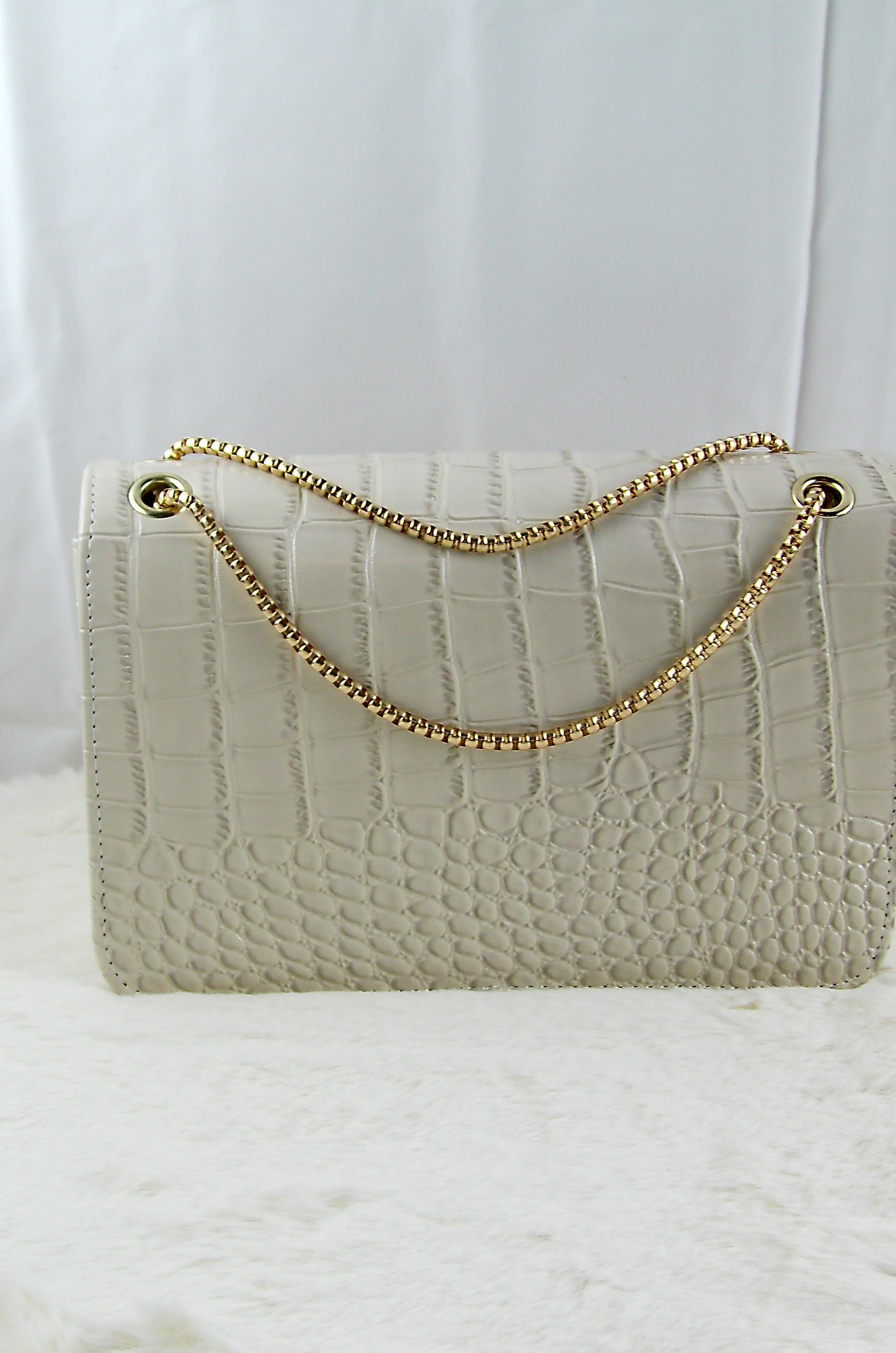 Croco Chain Bag – Beige
