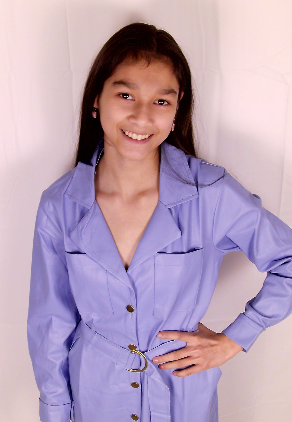 Jurk met riem blauw