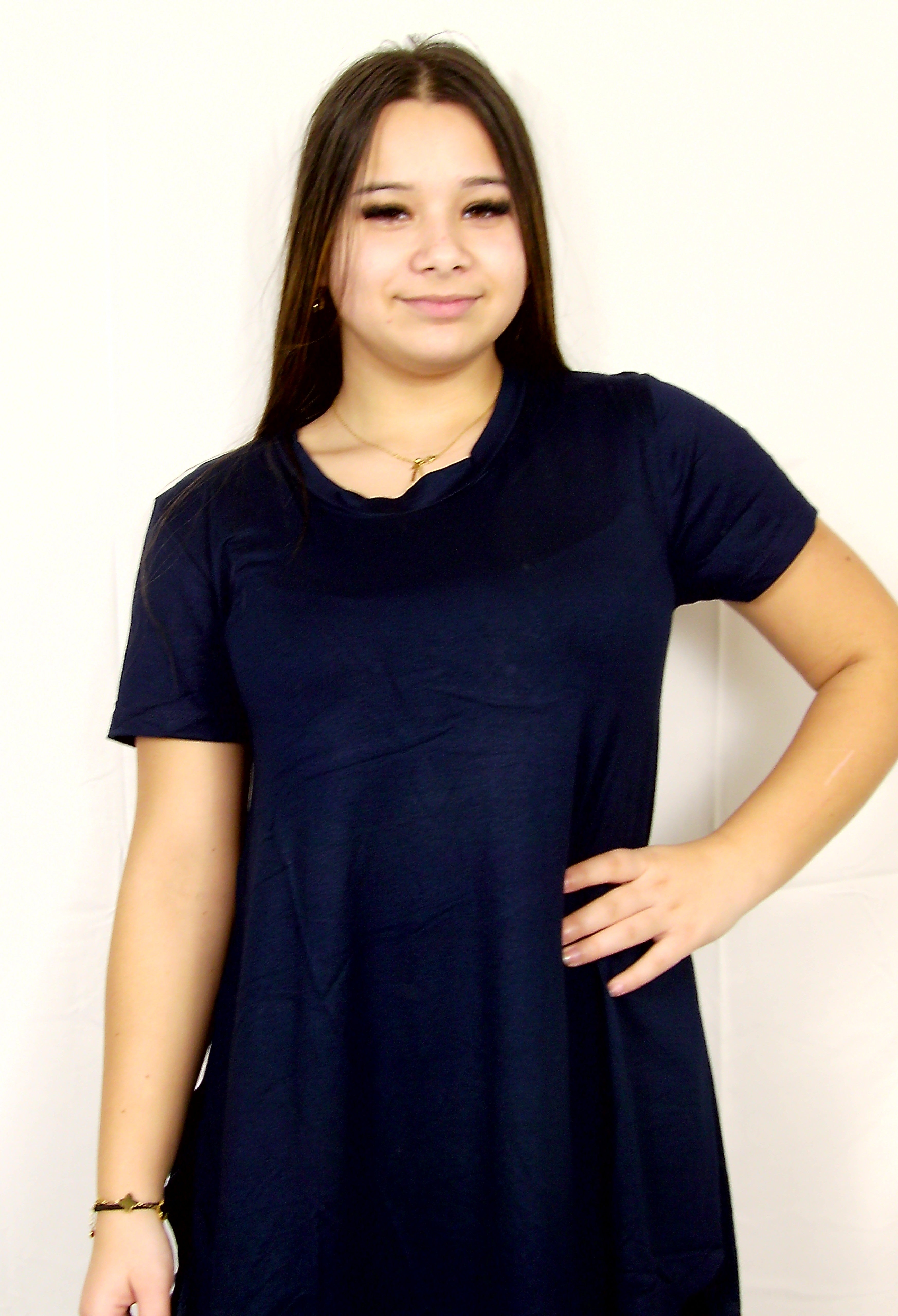 T-shirt met ronde rand