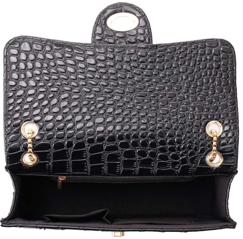 Croco Chain Bag – Zwart