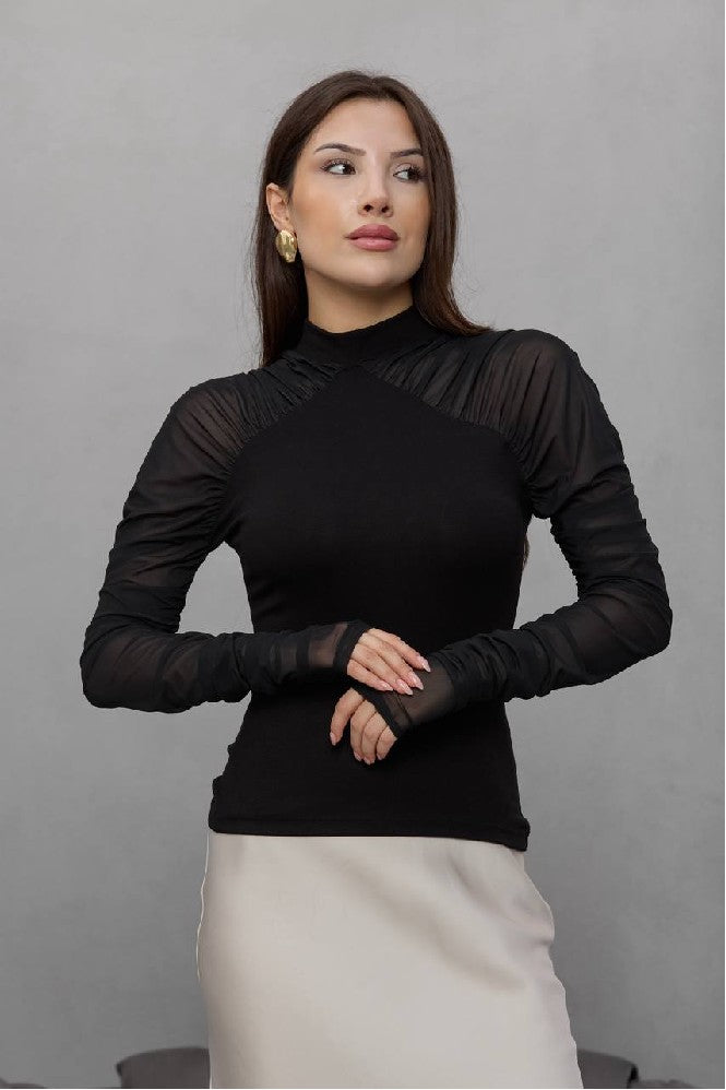 Elegante zwarte blouse