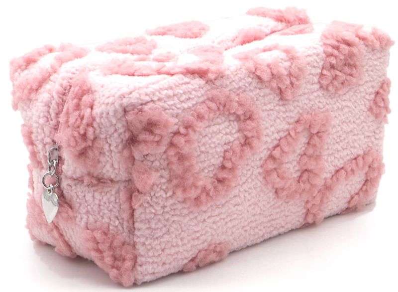 Superzachte Make-up Etui met Hartjes – Roze