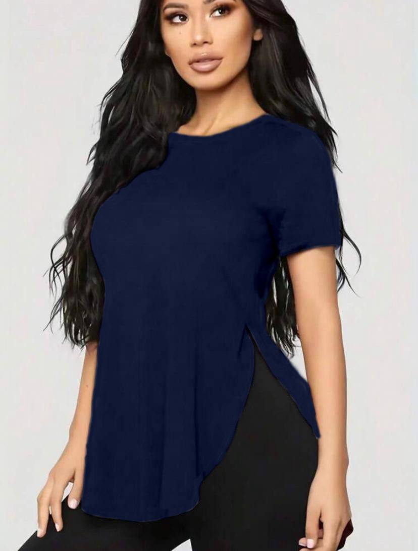 T-shirt met ronde rand