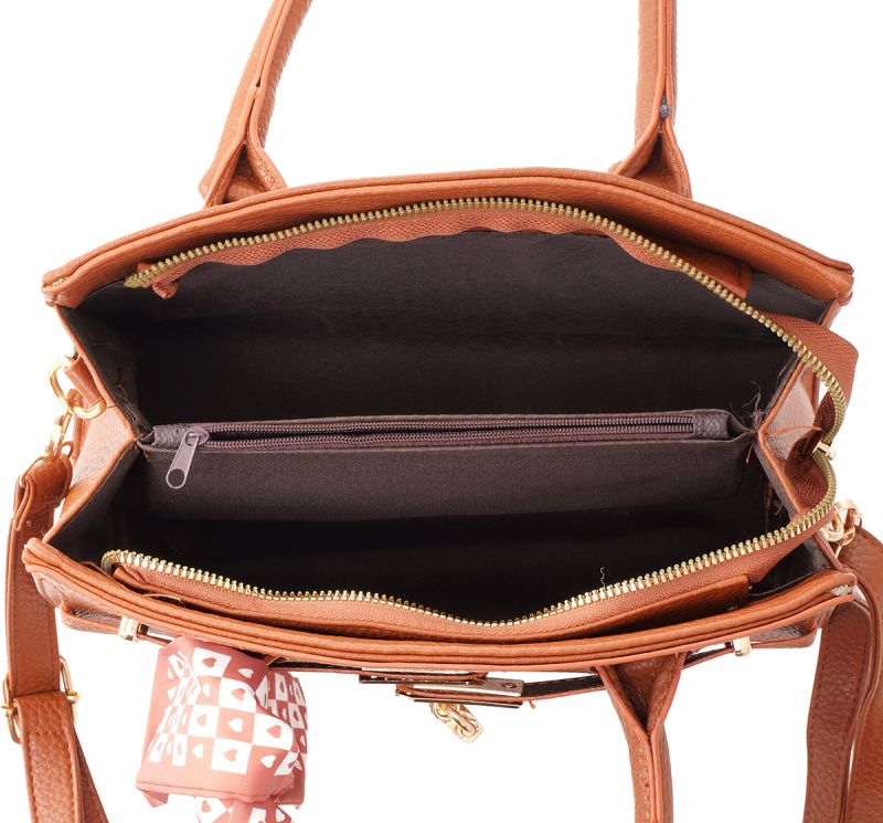 Luxe Handtas met Sjaaltje – Cognac